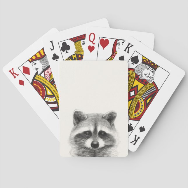 Raccoon Pencil Drawing Playing Cards (Back)