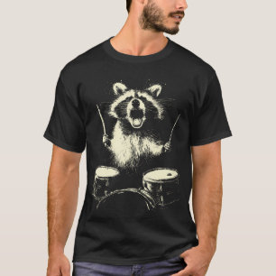 Raccoon Playing Drums Funny Music Animal Drummer G T-Shirt