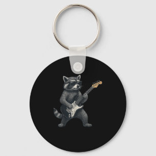 Raccoon Playing Guitar Rock And Roll Gift Men Wome Key Ring