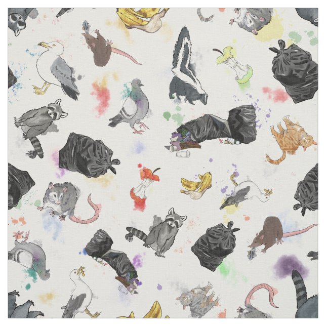raccoon, possum, trash, garbage, rat, trash+panda, fabric (Swatch)