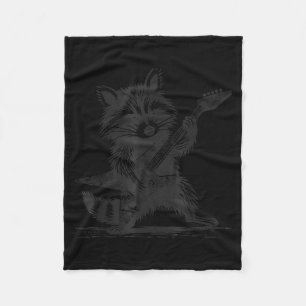 Raccoon Rock Music For Men Women Band Kids Rocker  Fleece Blanket
