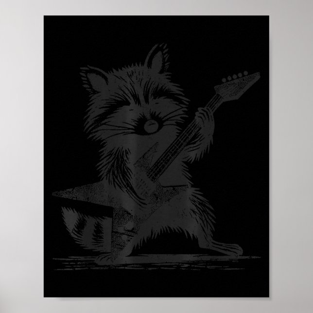 Raccoon Rock Music For Men Women Band Kids Rocker  Poster (Front)