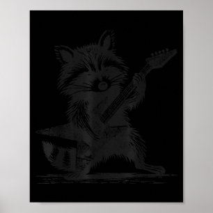 Raccoon Rock Music For Men Women Band Kids Rocker  Poster