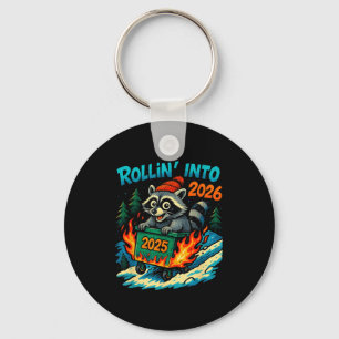 Raccoon Rollin Into 2026 Dumpster Fire New Year Me Key Ring