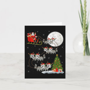 Raccoon Santa Sleigh Flying Funny Magical Christma Card