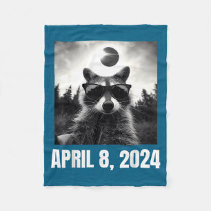 Raccoon Selfie Total Solar Eclipse Illustration Fleece Blanket