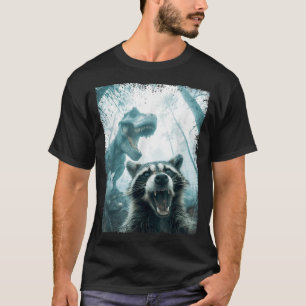 Raccoon Selfie With Tyrannosaurus T Rex Adventure  T-Shirt