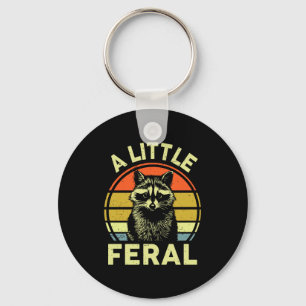 Raccoon-shirt A Little Feral Funny Raccoon Premium Key Ring