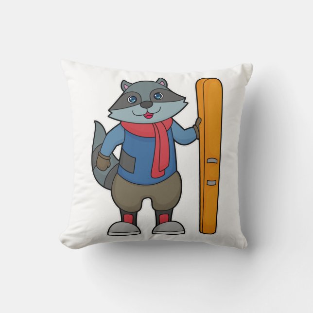 Raccoon Skier Ski Cushion (Front)