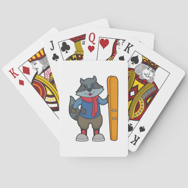 Raccoon Skier Ski Playing Cards (Back)