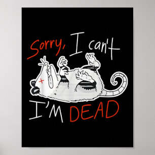 Raccoon Sorry I Can't I'm Dead Rat Poster