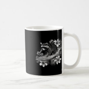 Raccoon Surfing Hawaii Hibiscus Flowers Surfing Fu Coffee Mug