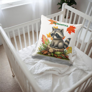  Raccoon Throw Pillow Autumn Raccoon Pillow Cover