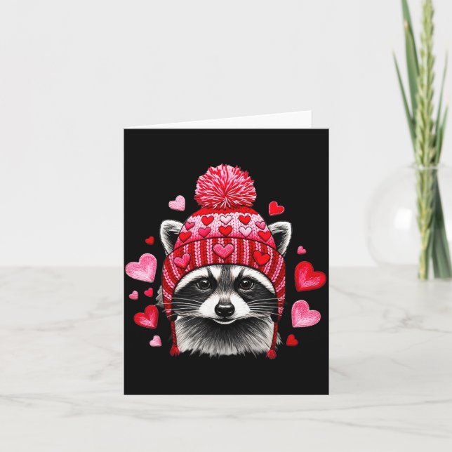 Raccoon Valentines Day Funny Feral Raccoon Love He Card (Front)