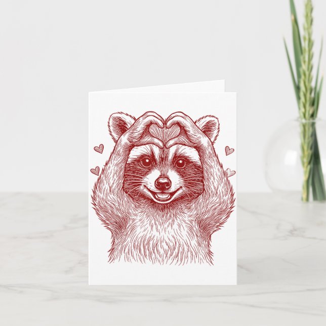 Raccoon Valentines Day Funny Feral Raccoon Love He Card (Front)