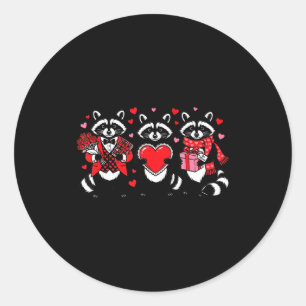 Raccoon Valentines Day Funny Feral Raccoon Love He Classic Round Sticker