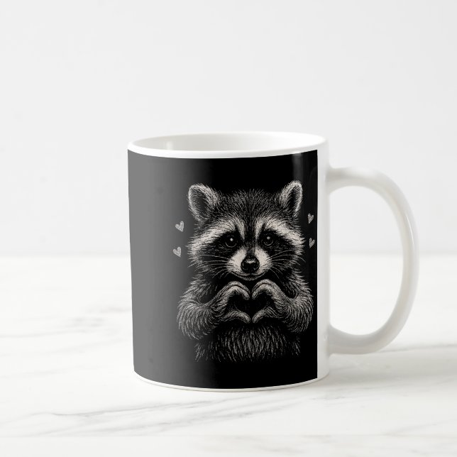 Raccoon Valentines Day Funny Feral Raccoon Love He Coffee Mug (Right)