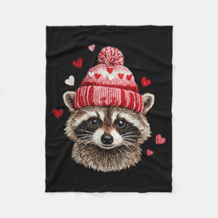 Raccoon Valentines Day Funny Feral Raccoon Love He Fleece Blanket