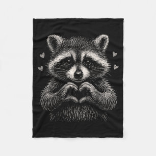 Raccoon Valentines Day Funny Feral Raccoon Love He Fleece Blanket