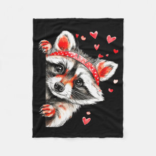 Raccoon Valentines Day Funny Feral Raccoon Love He Fleece Blanket
