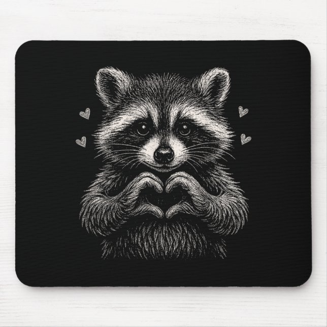 Raccoon Valentines Day Funny Feral Raccoon Love He Mouse Pad (Front)