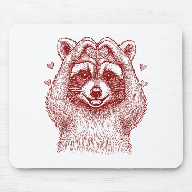 Raccoon Valentines Day Funny Feral Raccoon Love He Mouse Pad (Front)