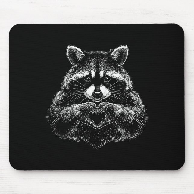 Raccoon Valentines Day Funny Feral Raccoon Love He Mouse Pad (Front)