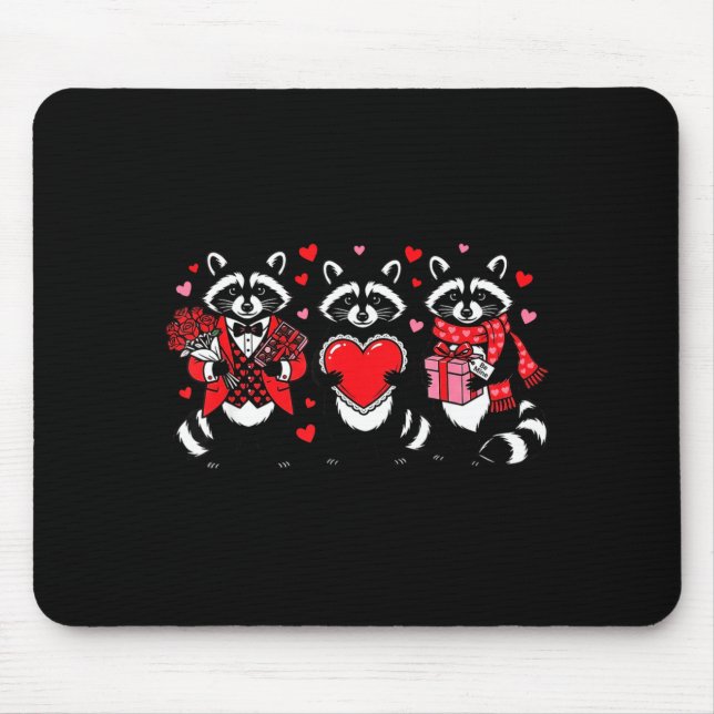 Raccoon Valentines Day Funny Feral Raccoon Love He Mouse Pad (Front)