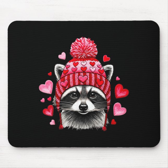 Raccoon Valentines Day Funny Feral Raccoon Love He Mouse Pad (Front)
