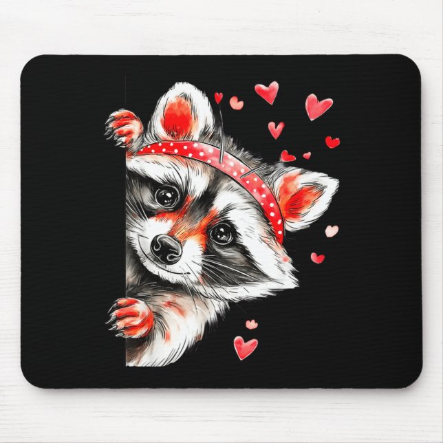 Raccoon Valentines Day Funny Feral Raccoon Love He Mouse Pad (Front)