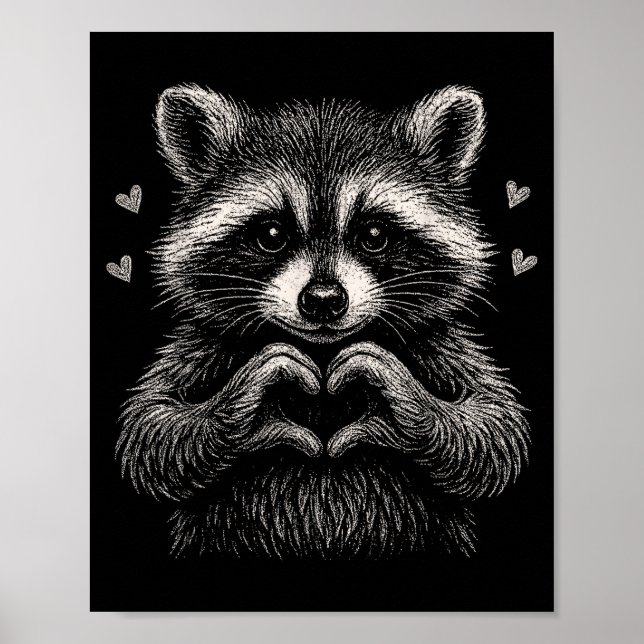 Raccoon Valentines Day Funny Feral Raccoon Love He Poster (Front)