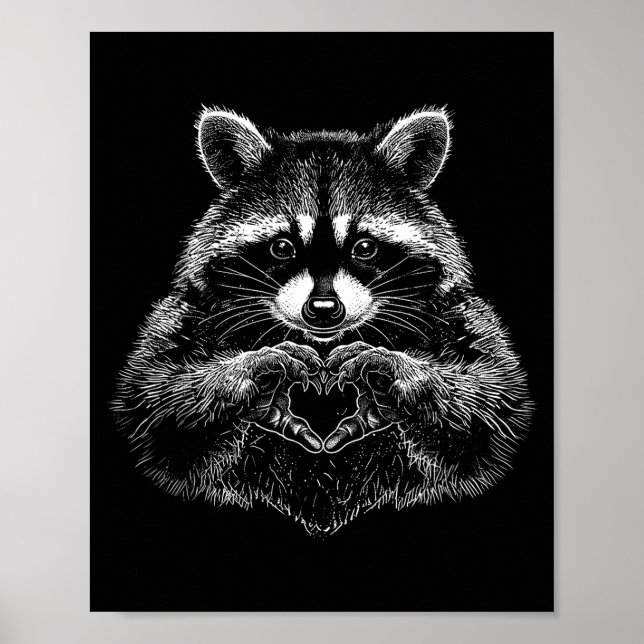 Raccoon Valentines Day Funny Feral Raccoon Love He Poster (Front)