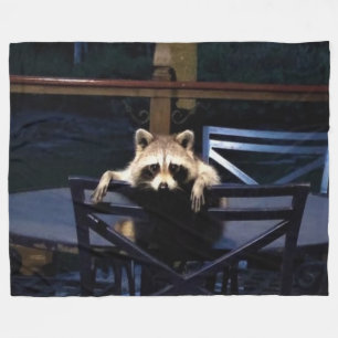 RACCOON WAITING TO BE SERVED FLEECE BLANKET