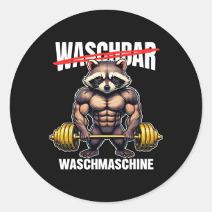 Raccoon Washing Machine Bodybuilding Fitness Gym  Classic Round Sticker