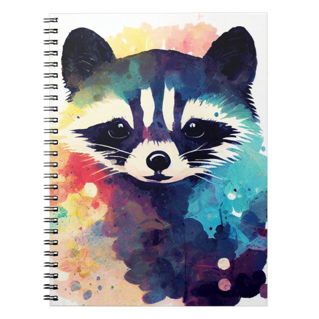 Raccoon Wild Nature Animal Color Art Painting Notebook (Front)