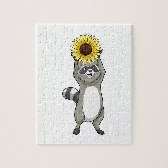 Raccoon with Sunflower Jigsaw Puzzle (Vertical)