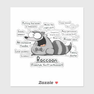 Raccoon Wordy Art Vinyl Sticker