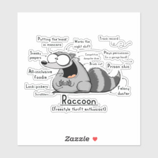 Raccoon Wordy Art Vinyl Sticker