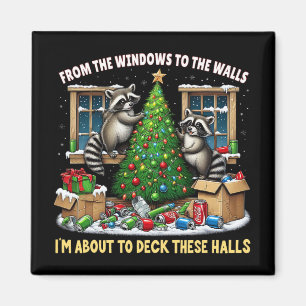 Raccoon Xmas Christmas From Windows To Walls Deck Magnet
