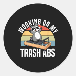 Raccoon Yoga Working On My Trash Abs Pilates Racco Classic Round Sticker