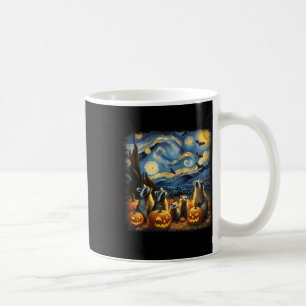 Raccoons And Possum Halloween Fall Van Gogh Starry Coffee Mug