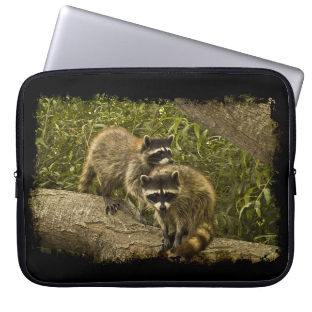 Raccoons Black Edge Laptop Sleeve (Front)