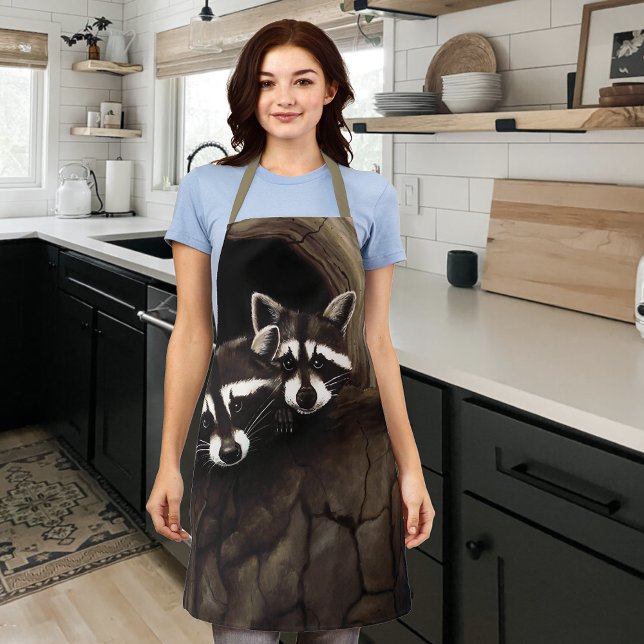 Raccoons Brown Cute Tree Apron (Creator Uploaded)