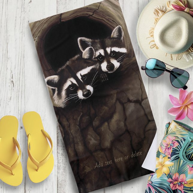 Raccoons Brown Cute Tree Beach Towel (Creator Uploaded)