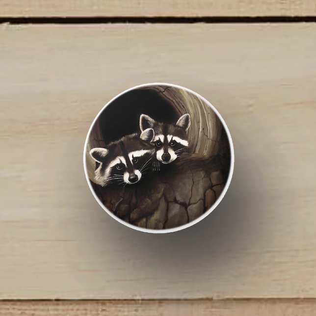 Raccoons Brown Cute Tree Ceramic Knob (Creator Uploaded)