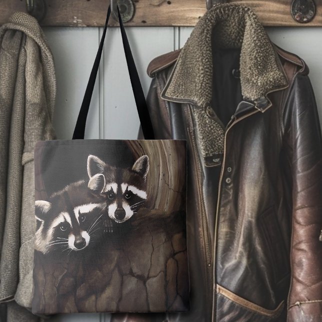 Raccoons Brown Cute Tree Tote Bag (Creator Uploaded)