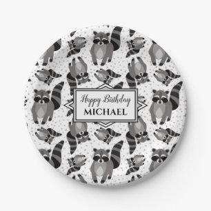 Raccoons Custom Birthday Party Paper Plate
