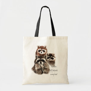 Raccoons left footprints on my heart Cute Animals Tote Bag
