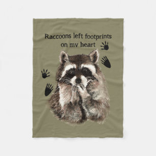Raccoons left Footprints on my Heart Quote Fleece Blanket