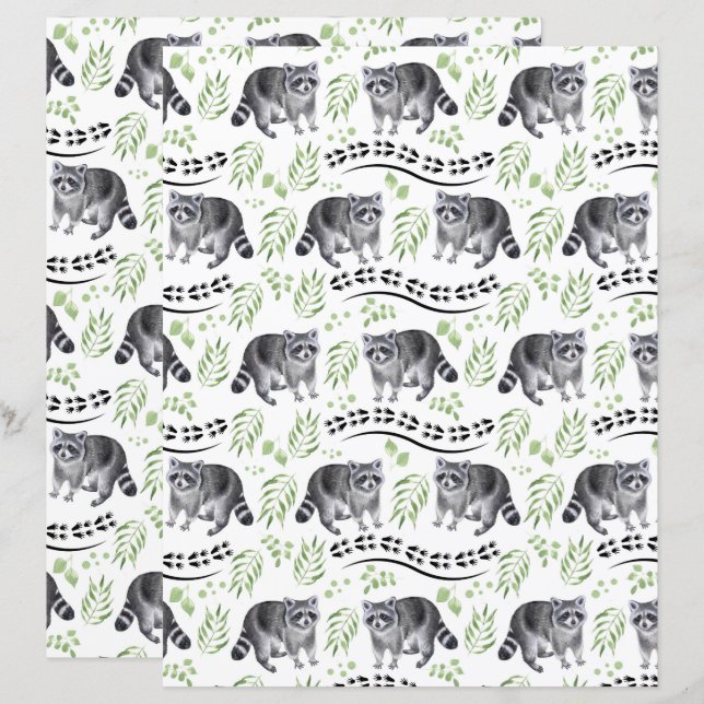 Raccoons Scrapbook Paper (Front/Back)